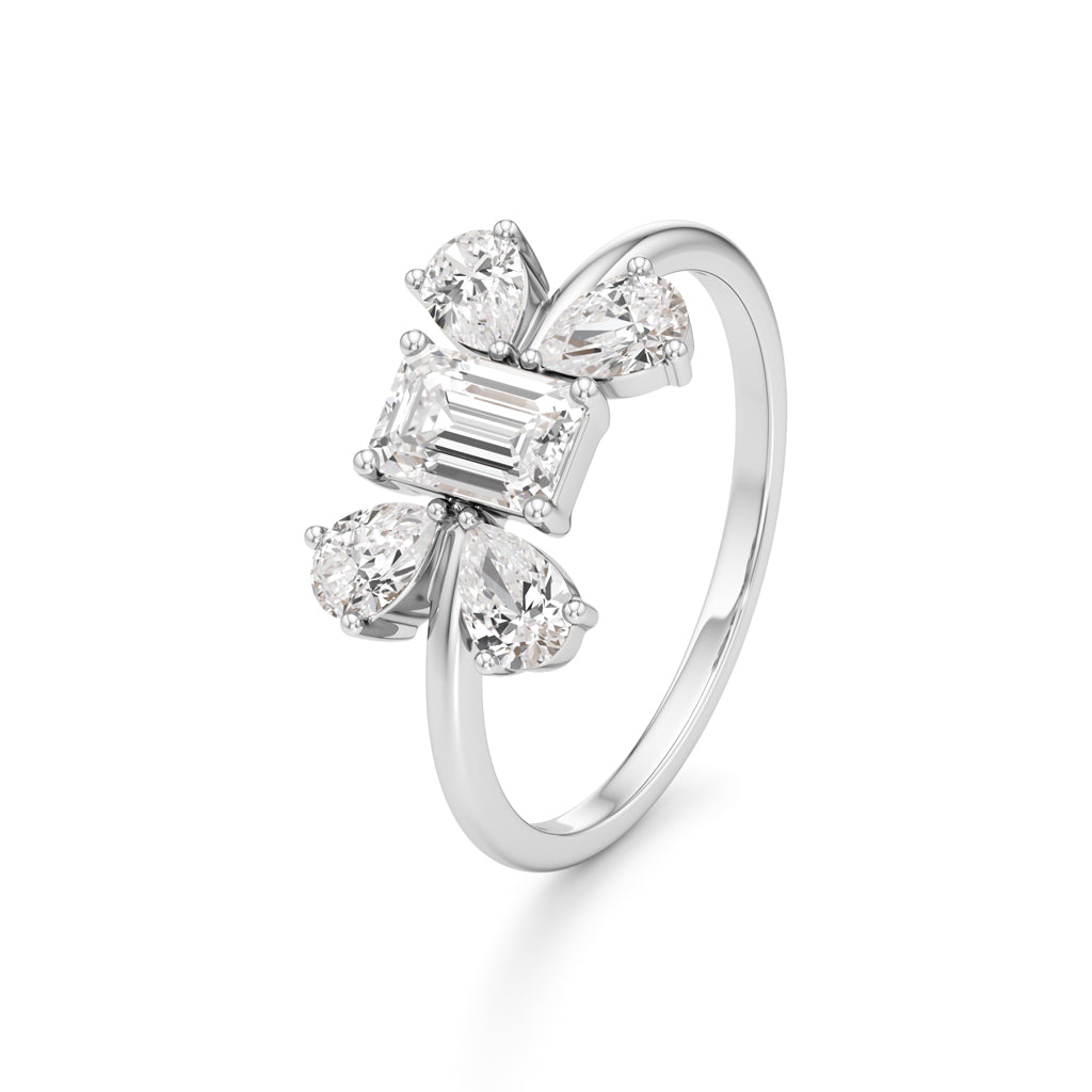 Emerald Cut & Pear Glimstripe Ring