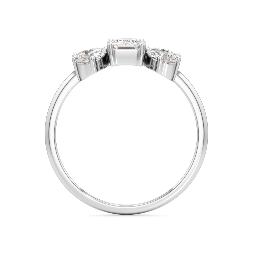 Emerald Cut Pear Glimstripe Ring
