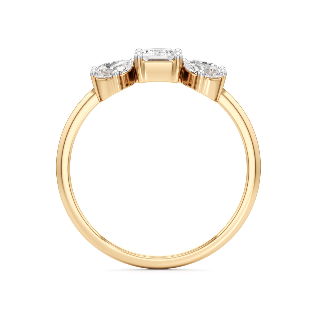 Emerald Cut Pear Glimstripe Ring