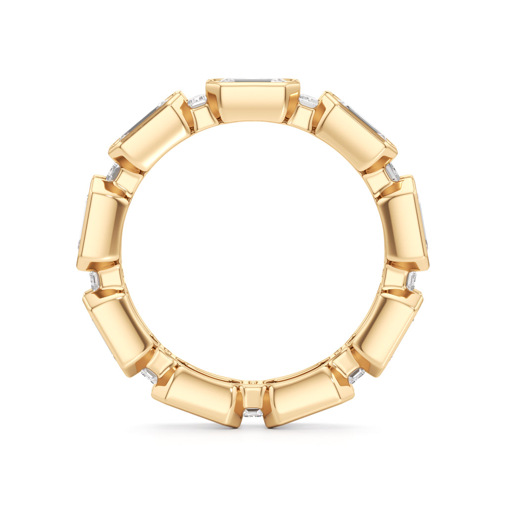 Bezel Set Emerald & Baguette Diamond Eternity Band