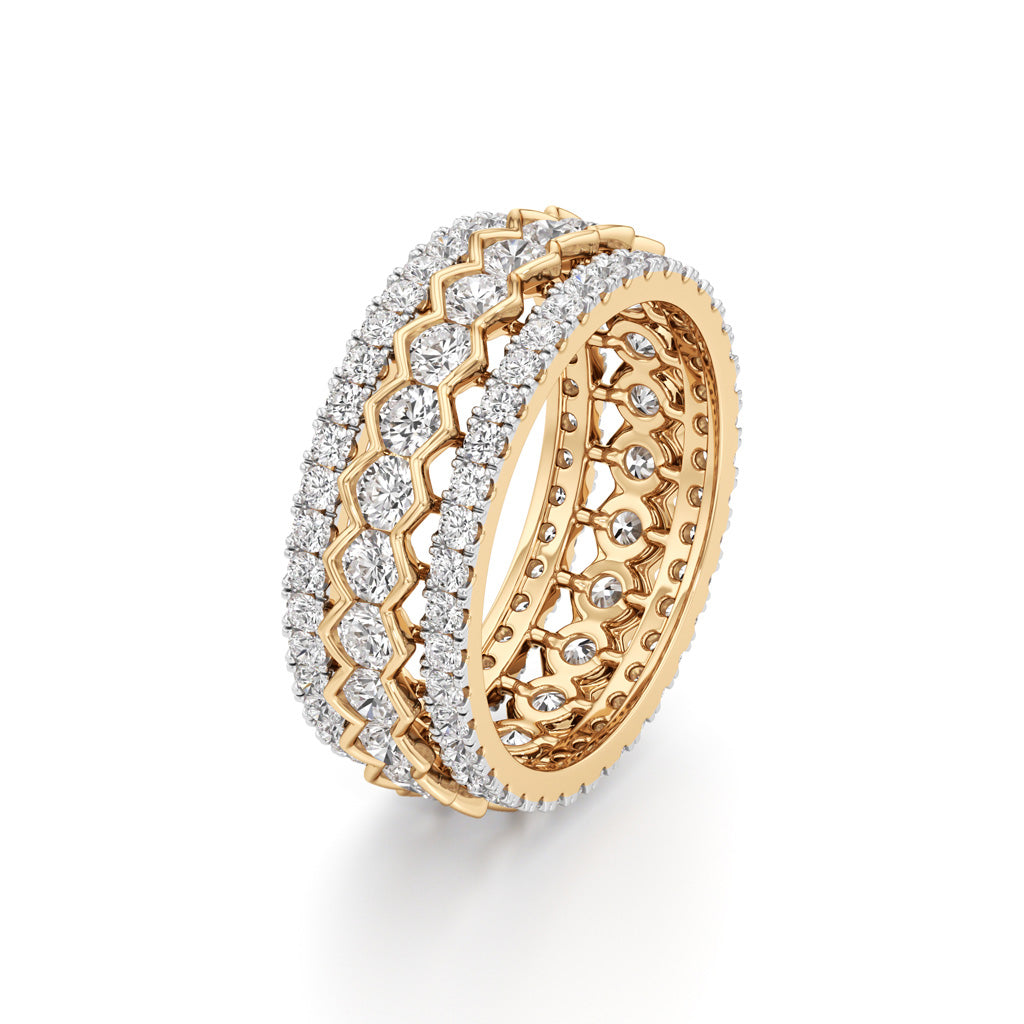 ThreeRow Scalloped Diamond Eternity Band