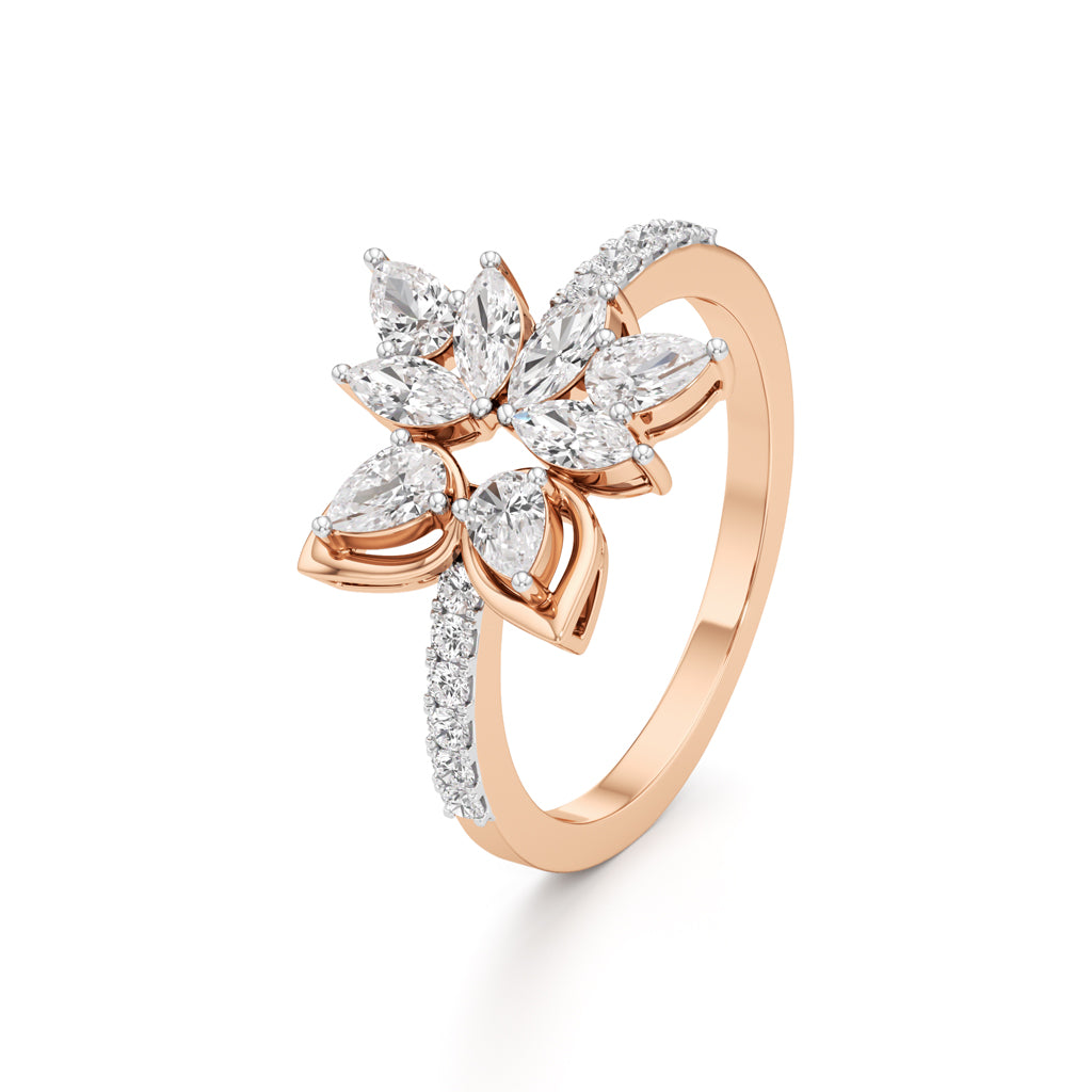 Marquise & Pear Diamond Floral Ring