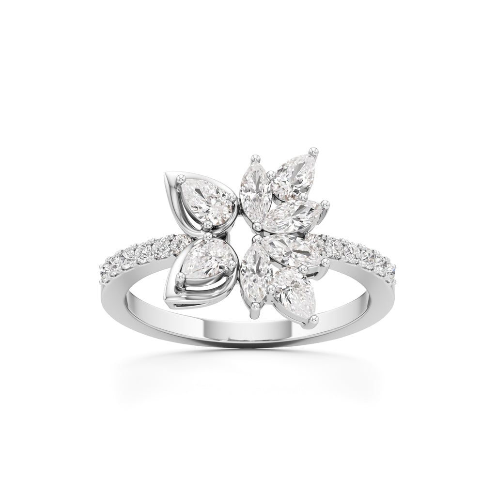 Marquise & Pear Diamond Floral Ring