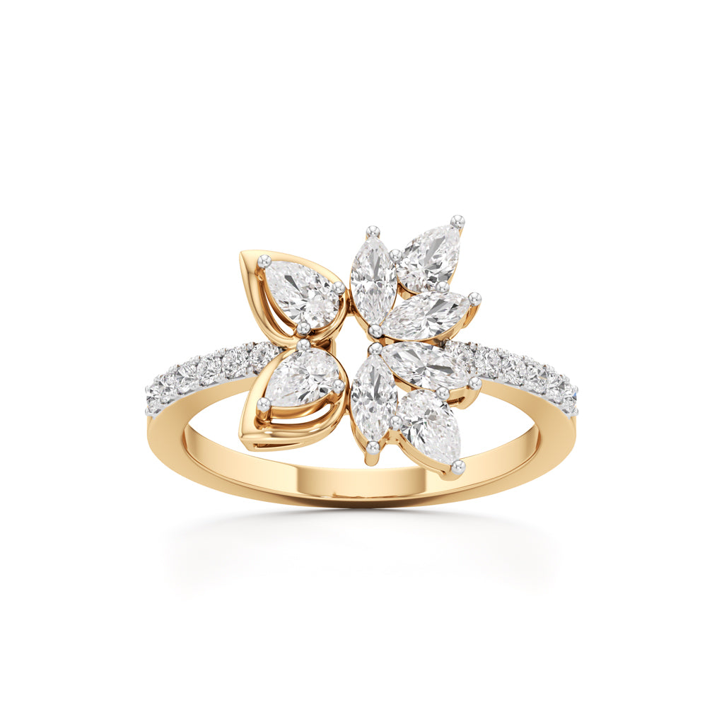 Marquise & Pear Diamond Floral Ring