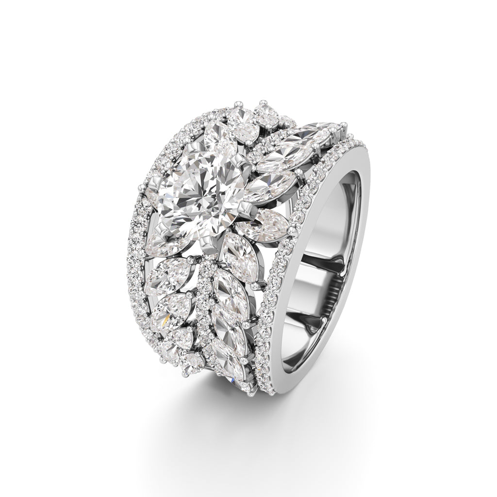 Round & Marquise Heartspark Cluster Ring
