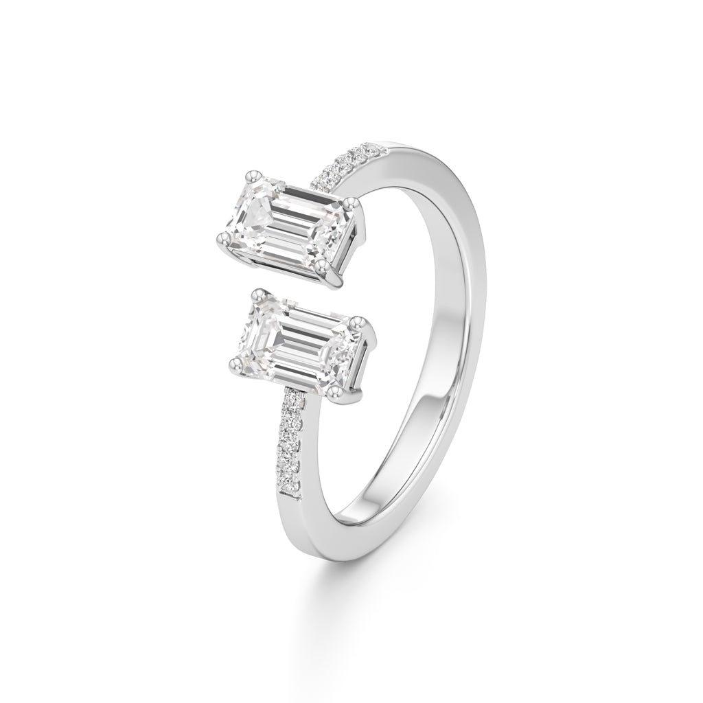 Two Stone Emerald Cut Diamond Ring