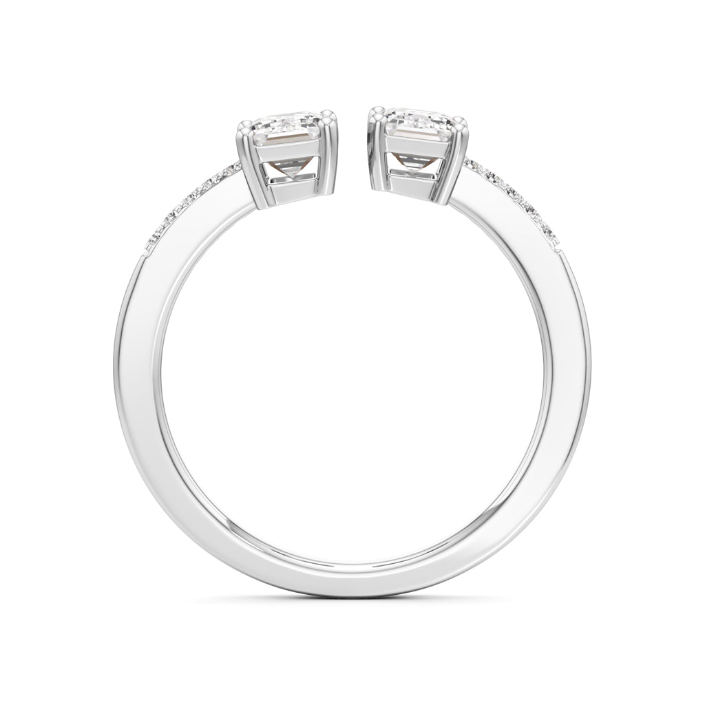 Two Stone Emerald Cut Diamond Ring