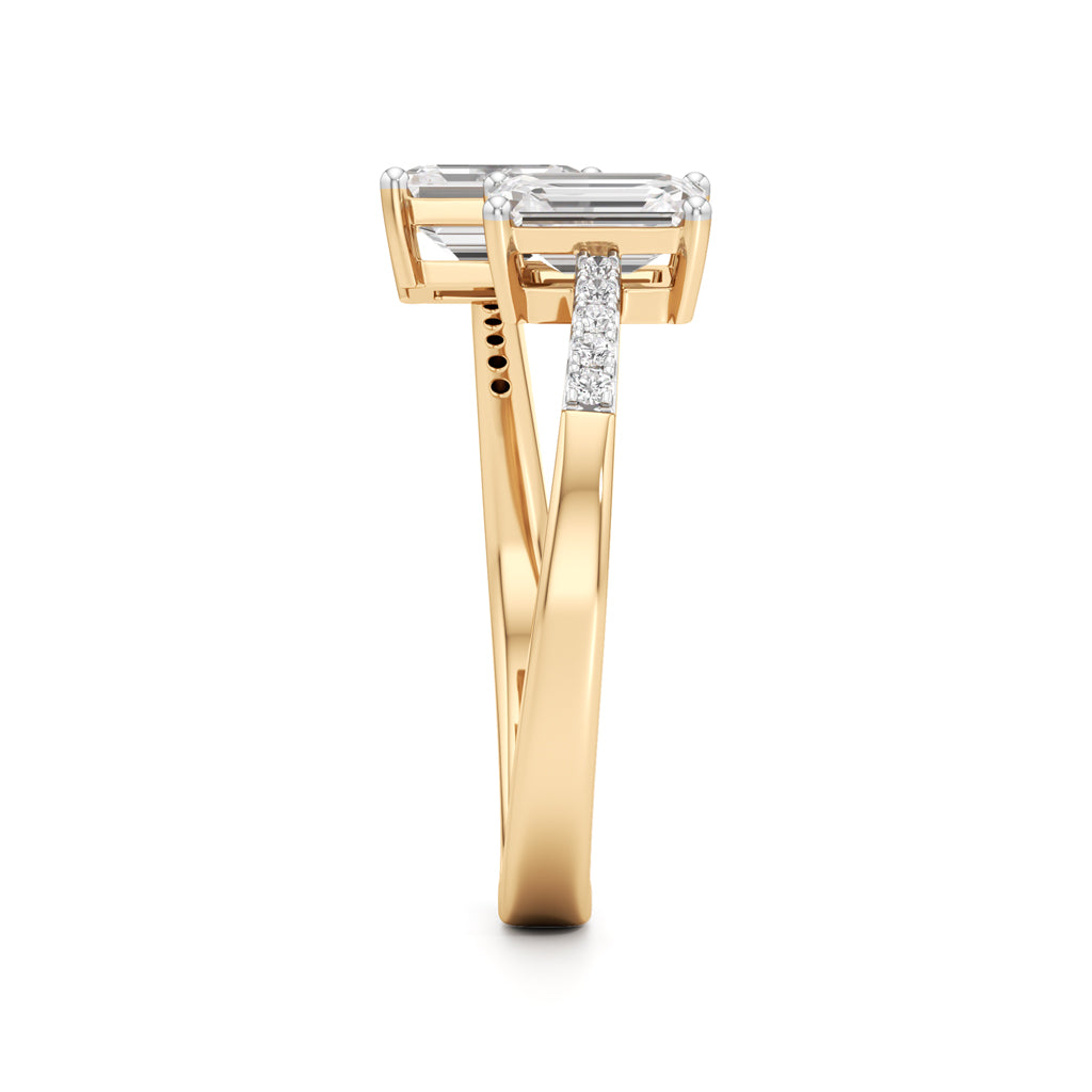 Two Stone Emerald Cut Diamond Ring