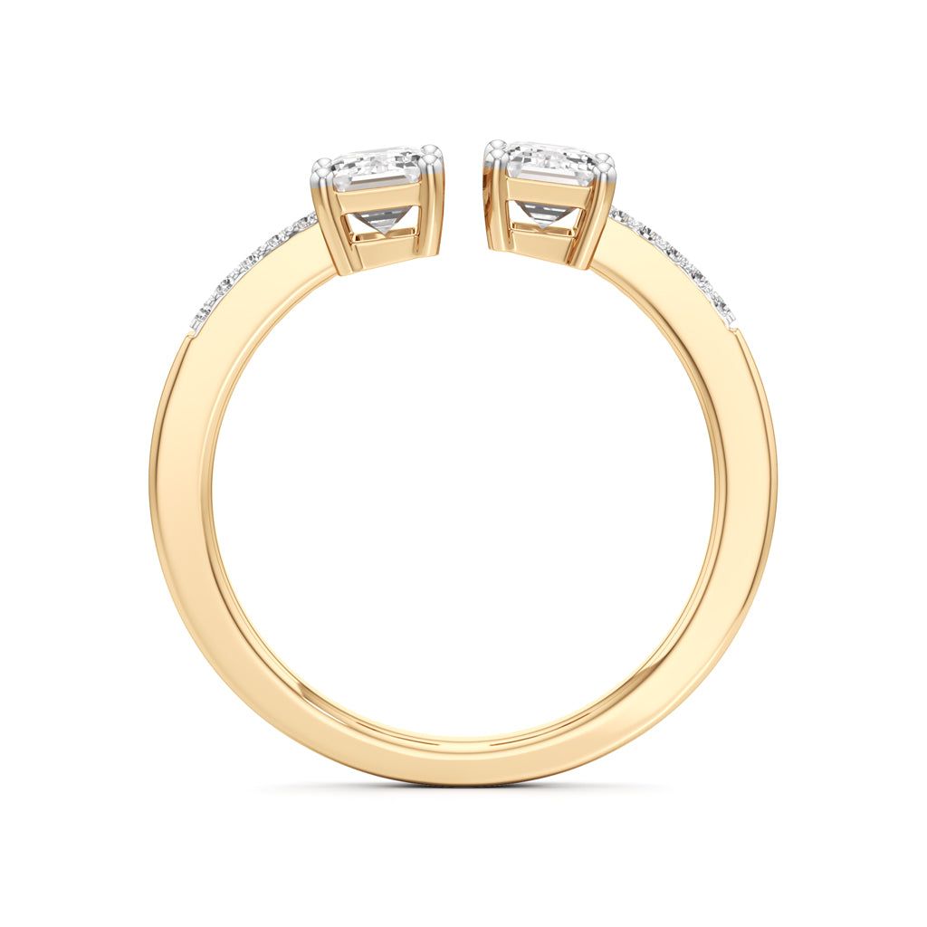 Two Stone Emerald Cut Diamond Ring