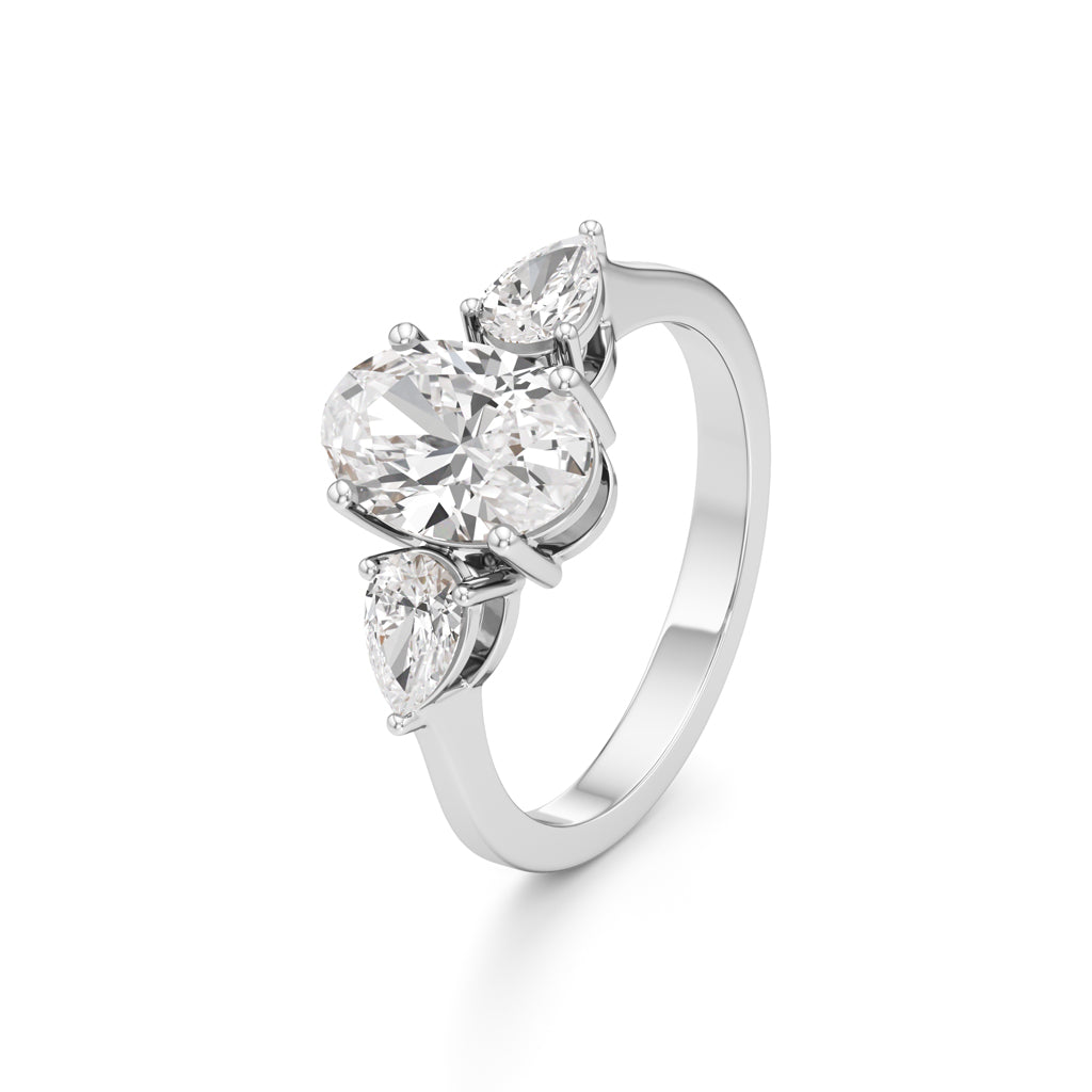 Oval Diamond Three Stone Ring