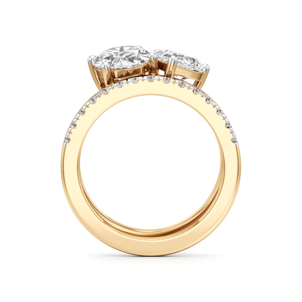 Two Oval Diamond Bypass Wedding Set