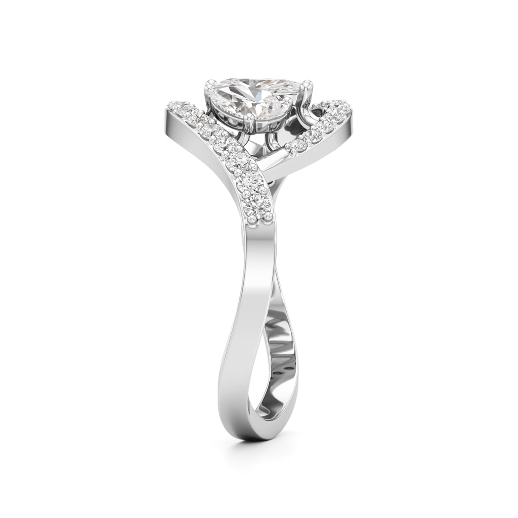 Marquise and Pear Diamond Wavy Ring