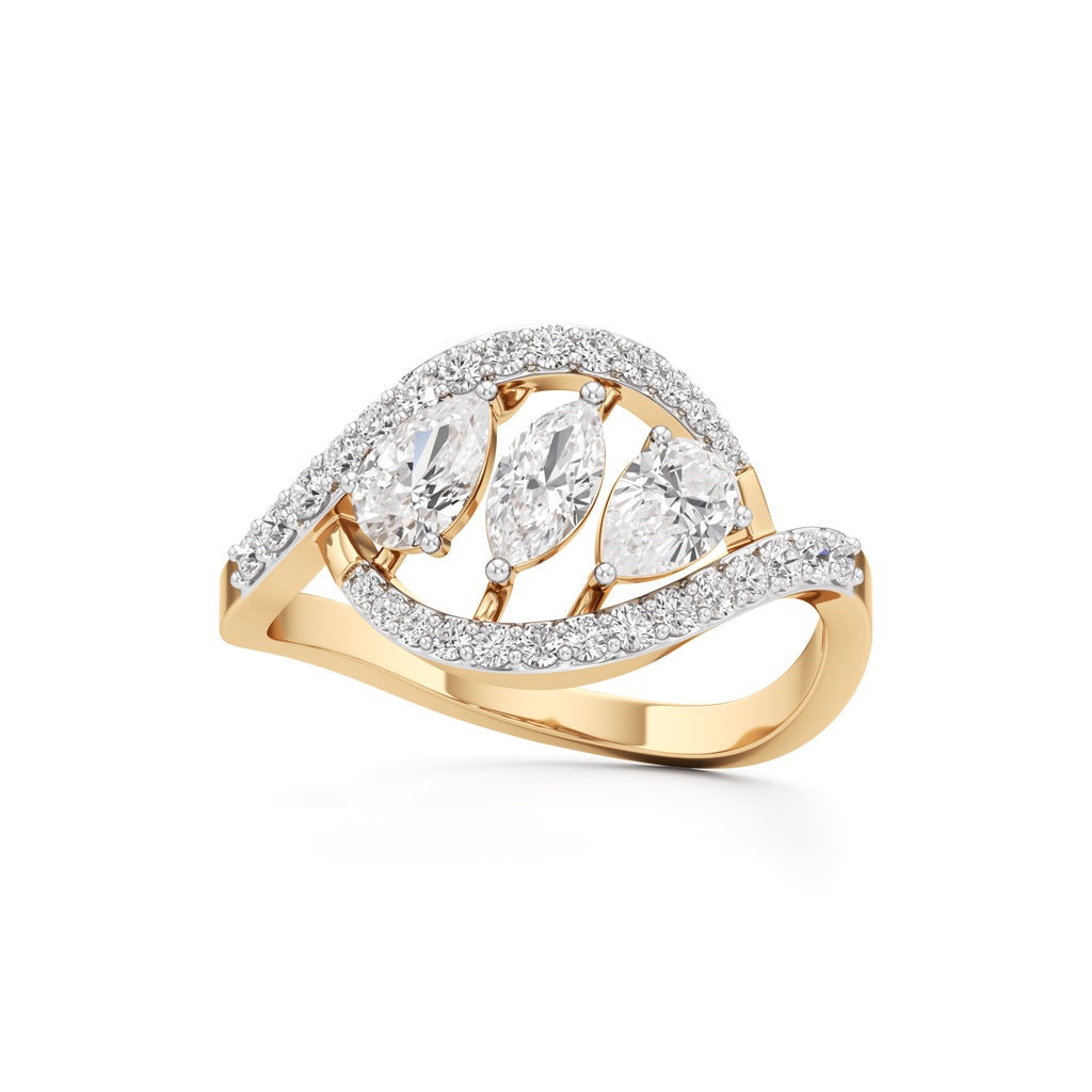 Marquise and Pear Diamond Wavy Ring