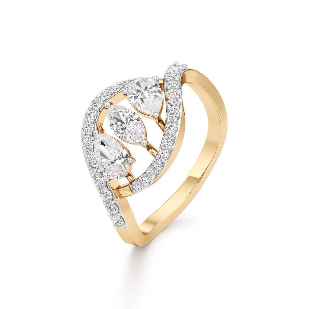 Marquise and Pear Diamond Wavy Ring