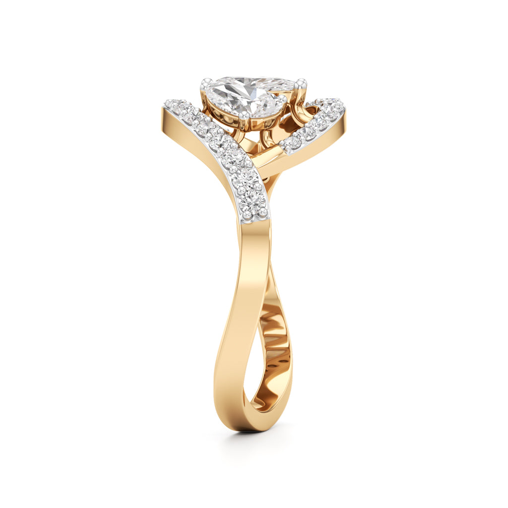 Marquise and Pear Diamond Wavy Ring