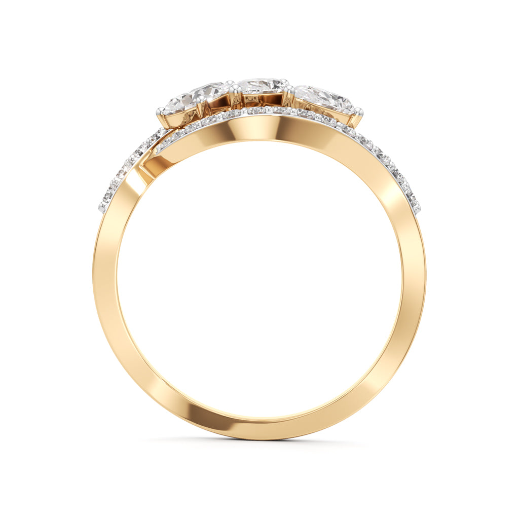 Marquise and Pear Diamond Wavy Ring