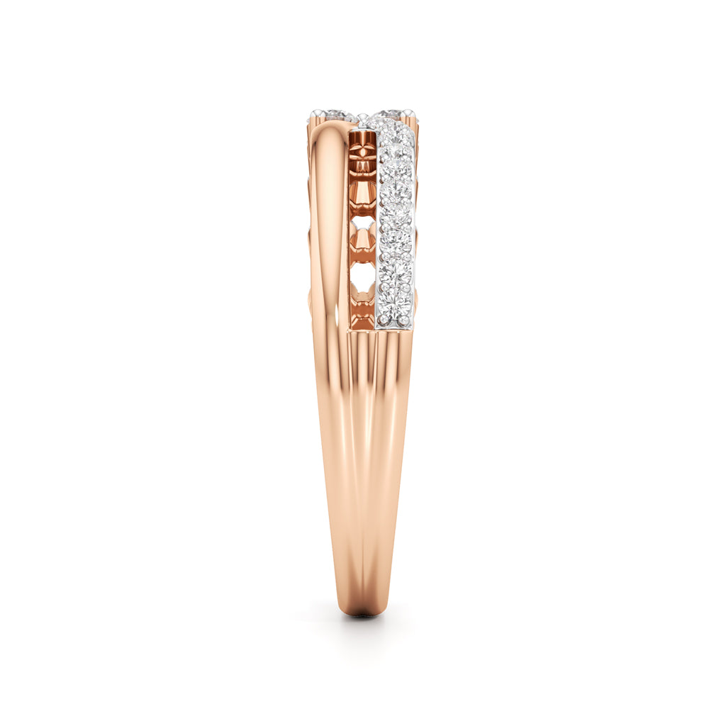 Cluster Diamond Bypass Ring with Lyra Accents