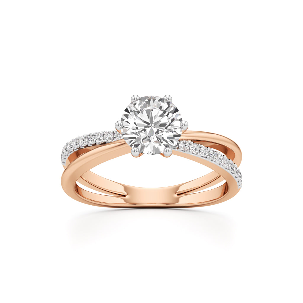 Round Solitaire Bypass Ring with Alina Accents