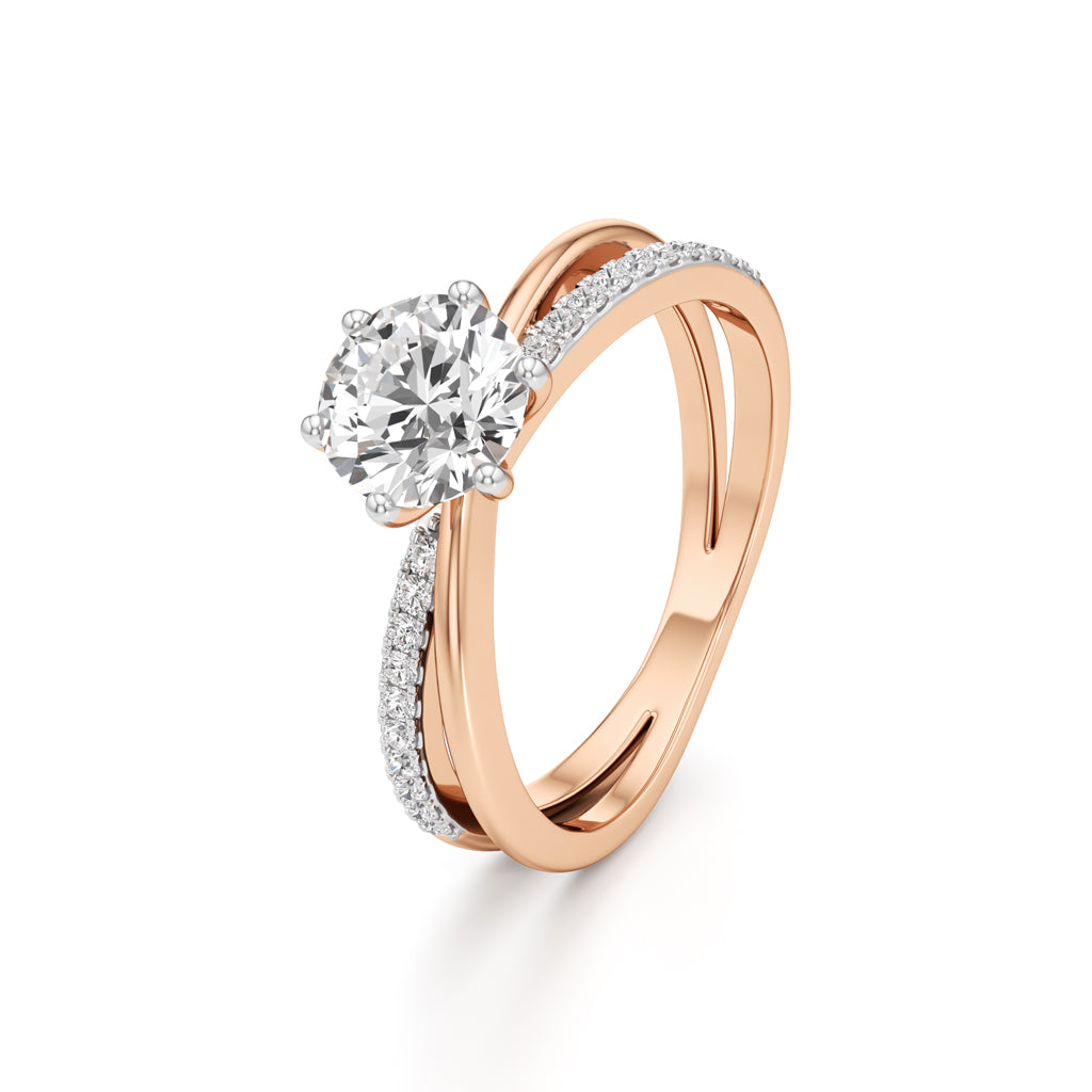 Round Solitaire Bypass Ring with Alina Accents