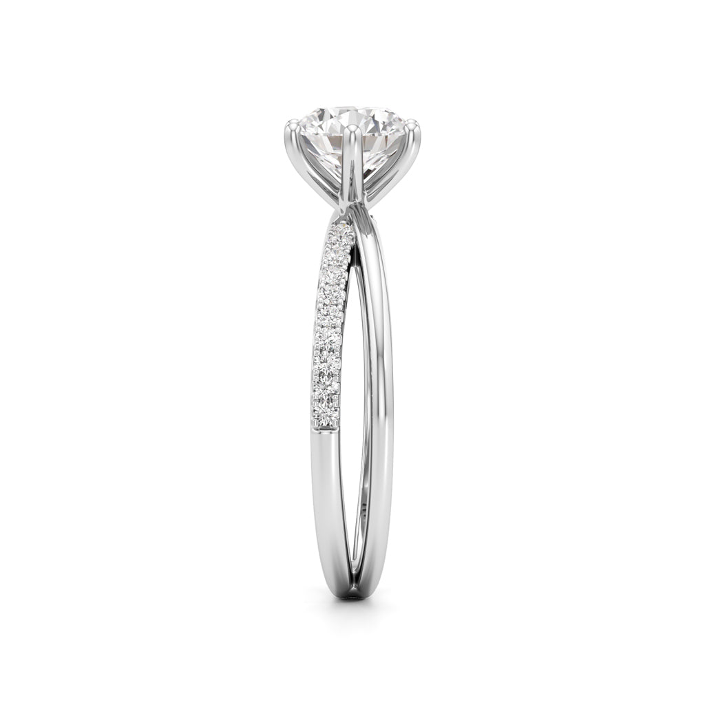 Round Solitaire Bypass Ring with Alina Accents