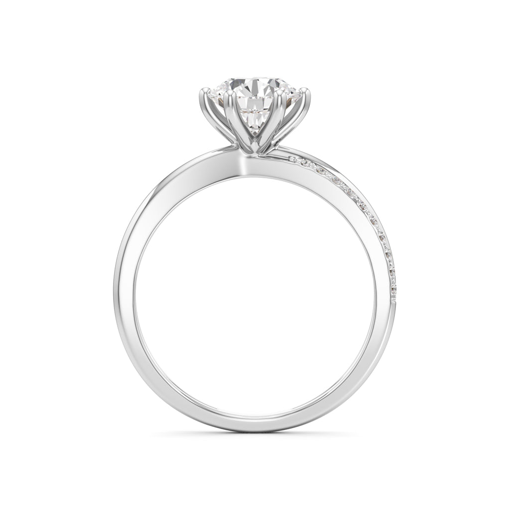 Round Solitaire Bypass Ring with Alina Accents