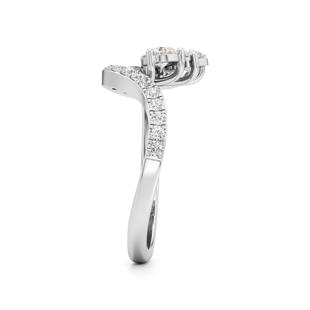 Three Pear Diamond Bypass Ring with Nova Accents