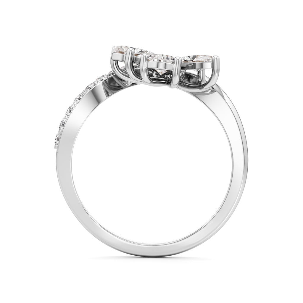 Three Pear Diamond Bypass Ring with Nova Accents