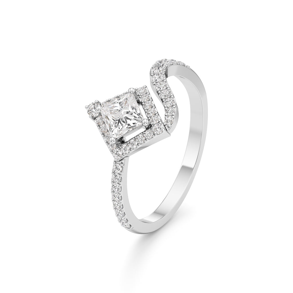 Princess Diamond Halo Bypass Ring