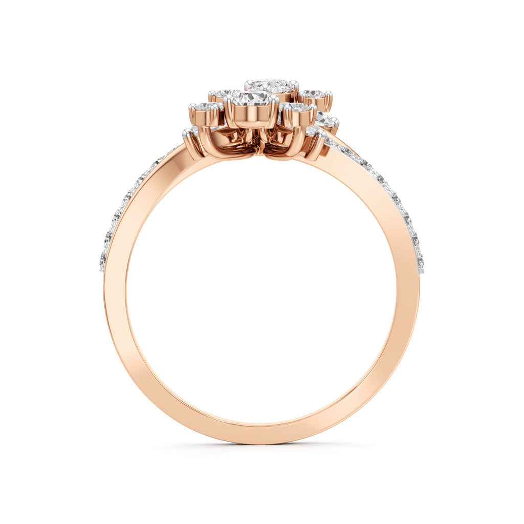 Floral Cascade Diamond Petal Ring