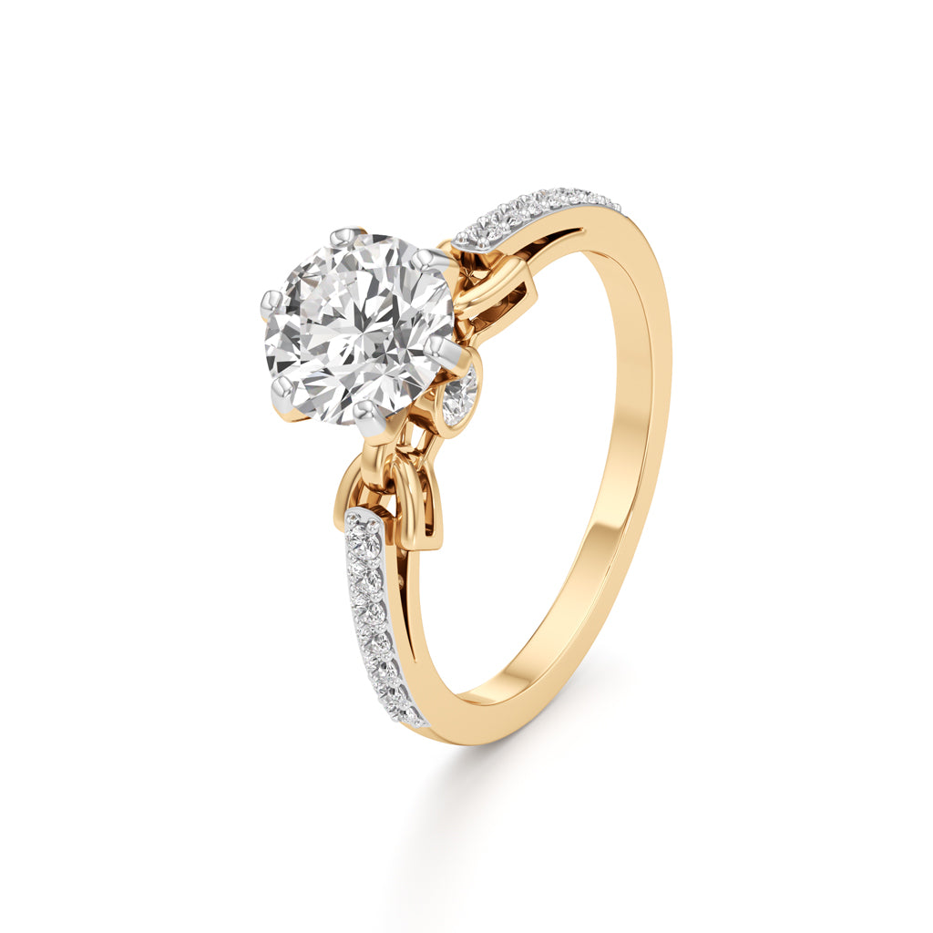 Classic Solitaire with Pave Accents Engagement Ring