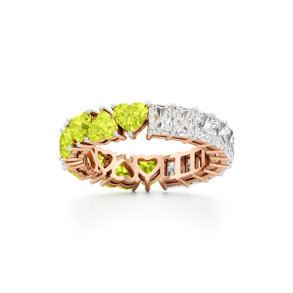 DualTone Heart Radiant Cut Eternity Band