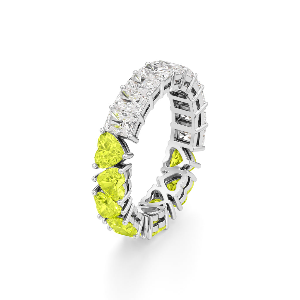 DualTone Heart Radiant Cut Eternity Band