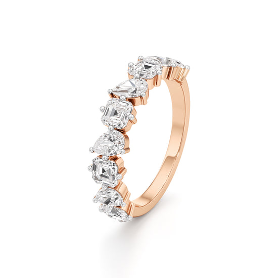 Mixed-Cut Diamond Half Eternity Band