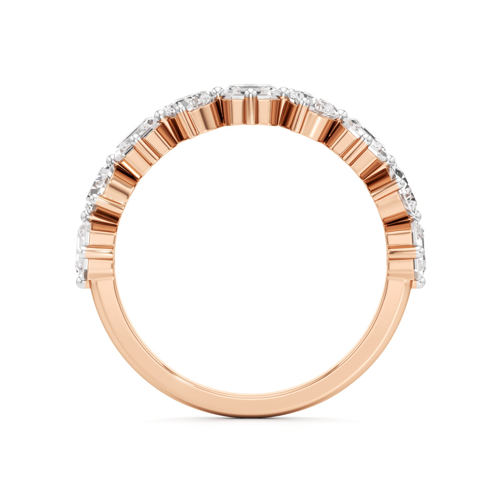 Mixed-Cut Diamond Half Eternity Band