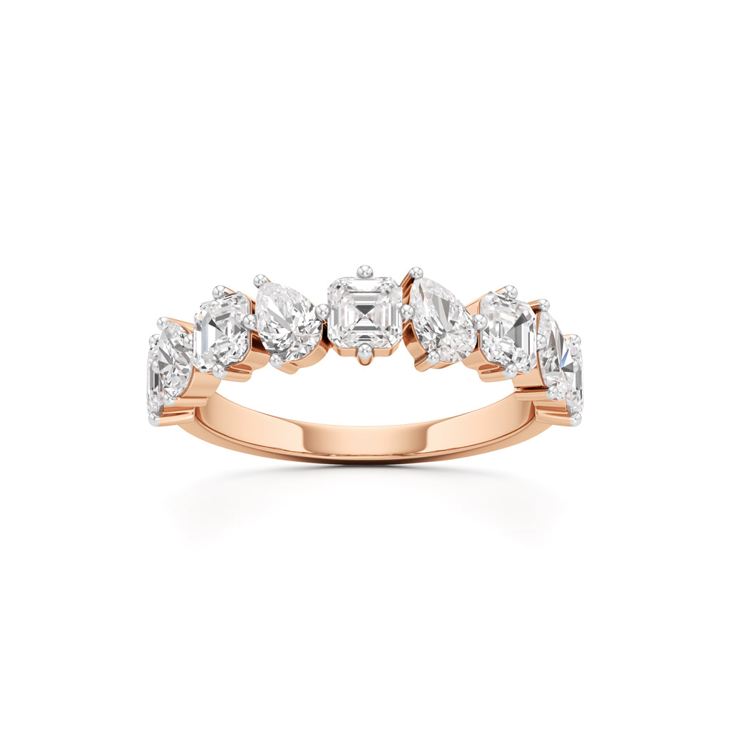 MixedCut Diamond Half Eternity Band