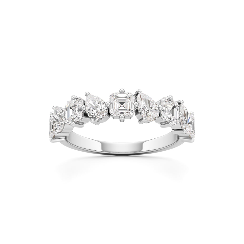 Mixed-Cut Diamond Half Eternity Band