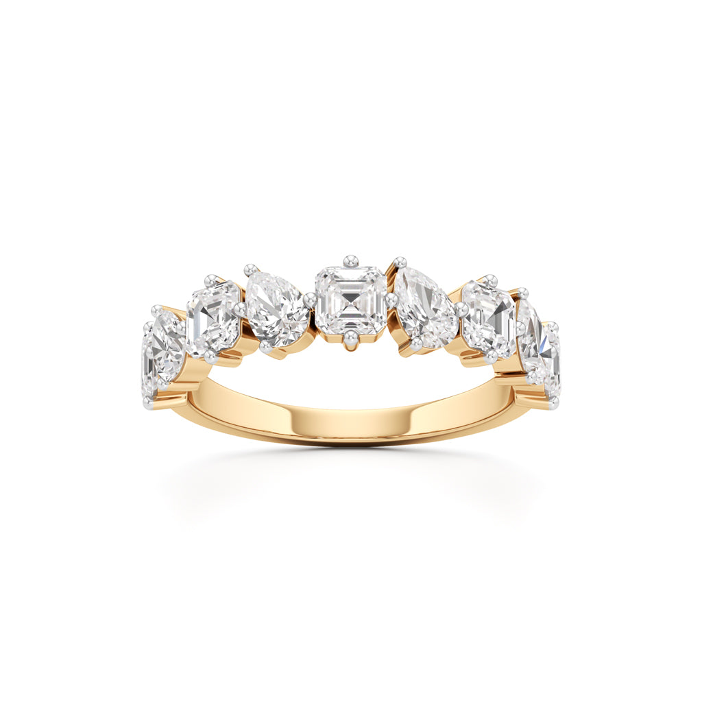 Mixed-Cut Diamond Half Eternity Band