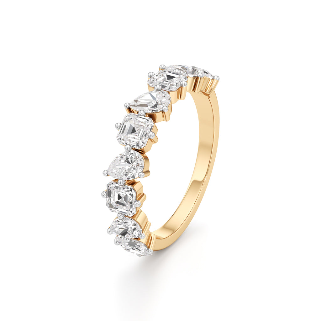 Mixed-Cut Diamond Half Eternity Band