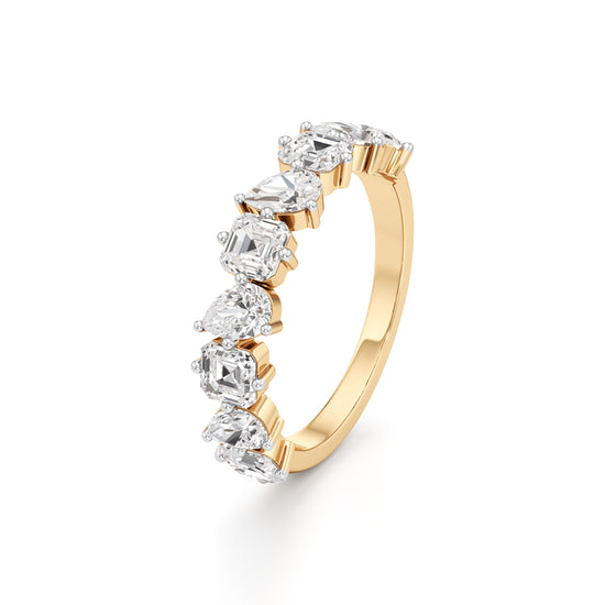 Mixed-Cut Diamond Half Eternity Band