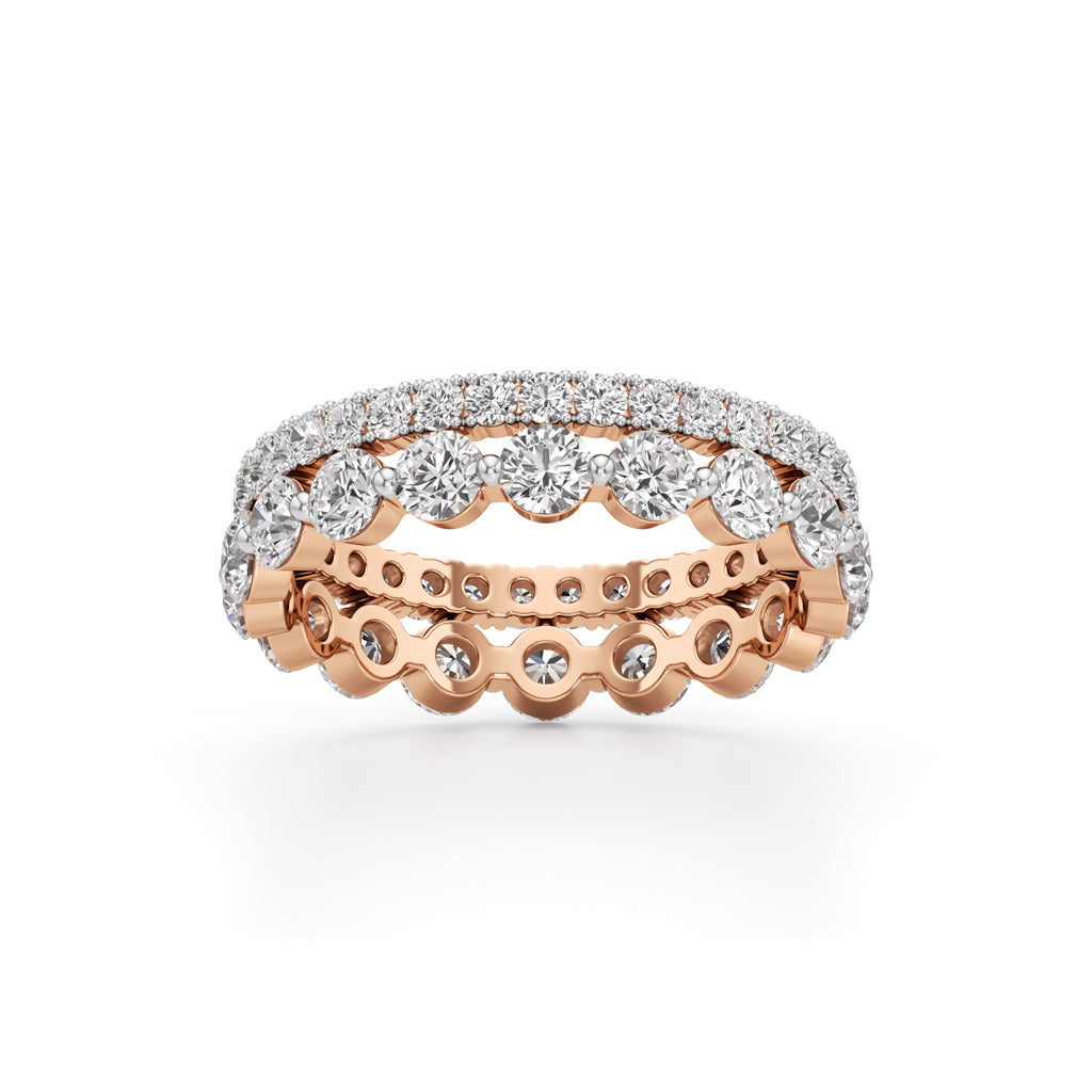 Double Row Pave Bezel Set Diamond Eternity Band