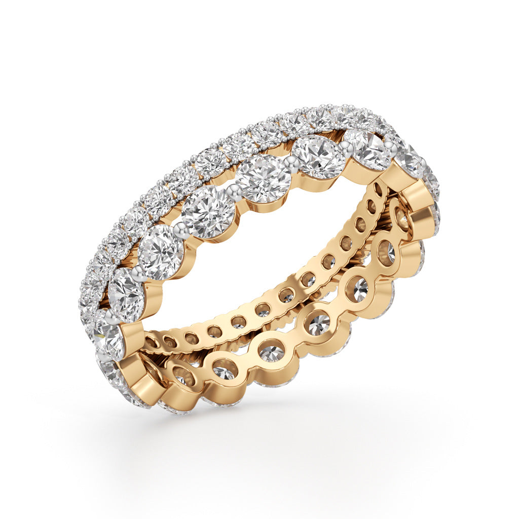 Double Row Pave Bezel Set Diamond Eternity Band
