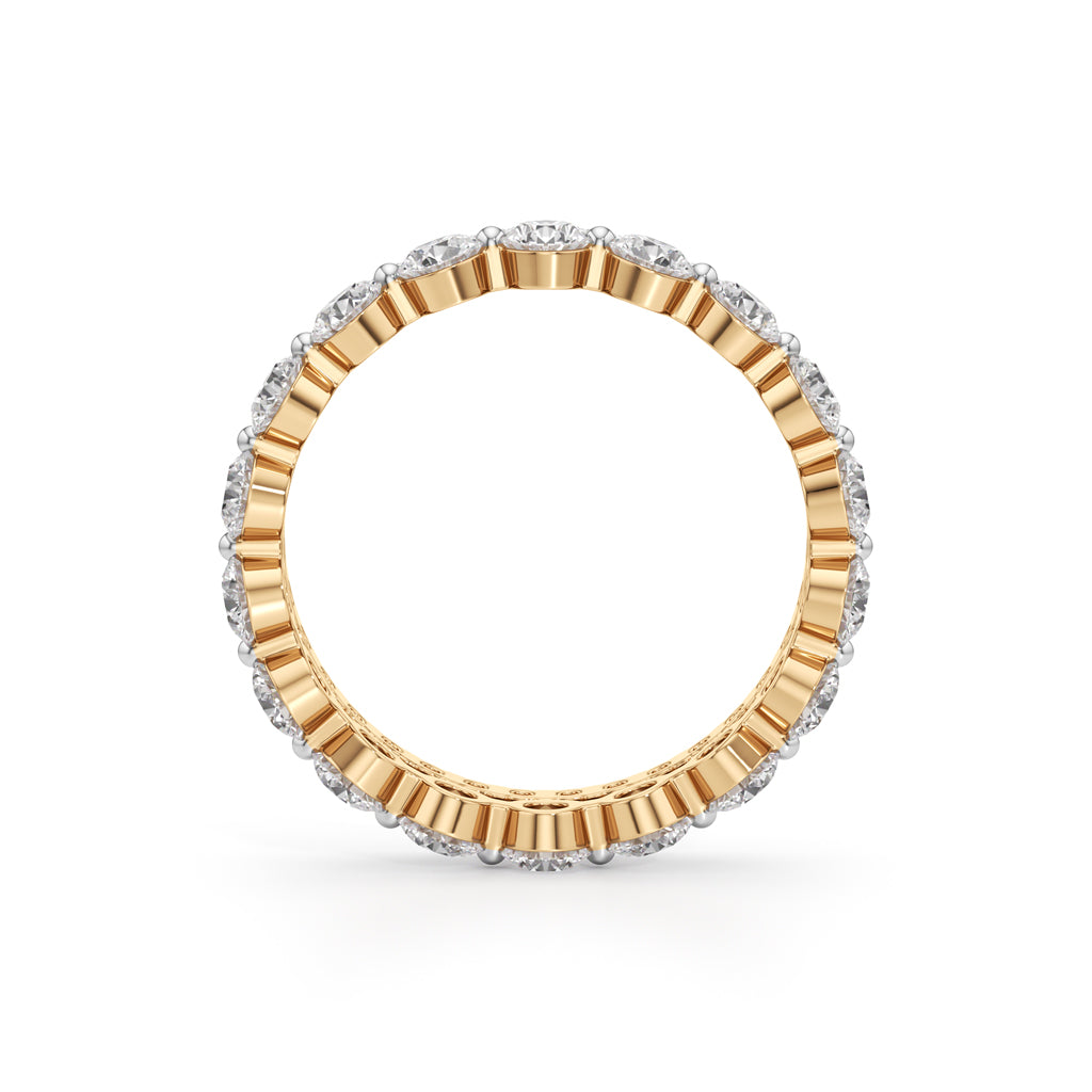 Double Row Pave Bezel Set Diamond Eternity Band