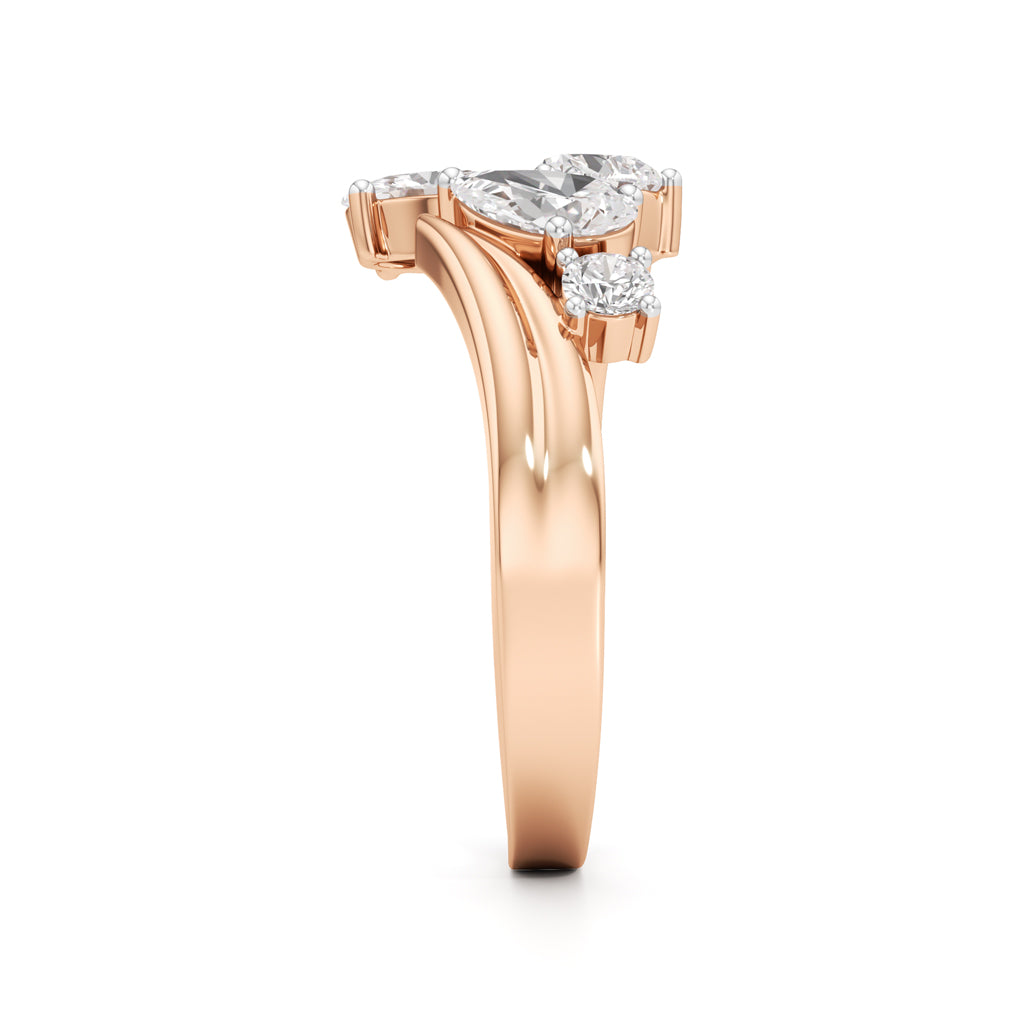 Whimsical Multi-Shape Diamond Bypass Ring