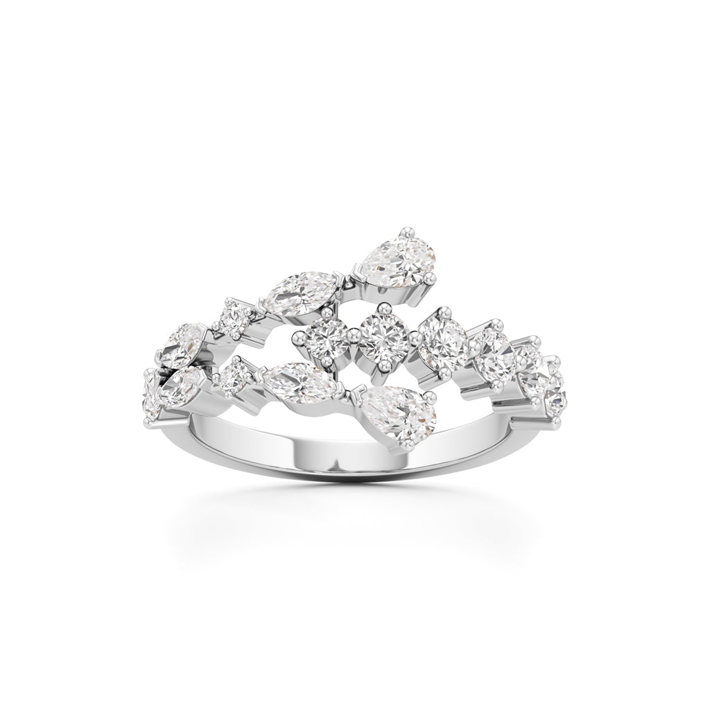 "Starlit Swirl" Multi-Cut Diamond Statement Ring