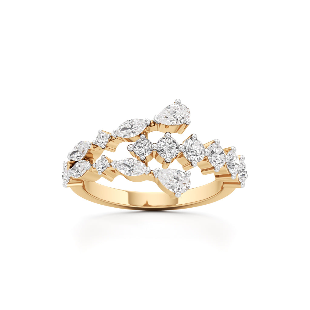"Starlit Swirl" Multi-Cut Diamond Statement Ring
