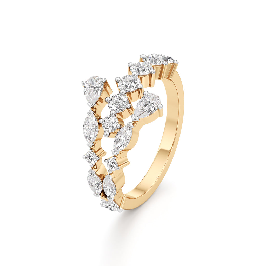 "Starlit Swirl" Multi-Cut Diamond Statement Ring