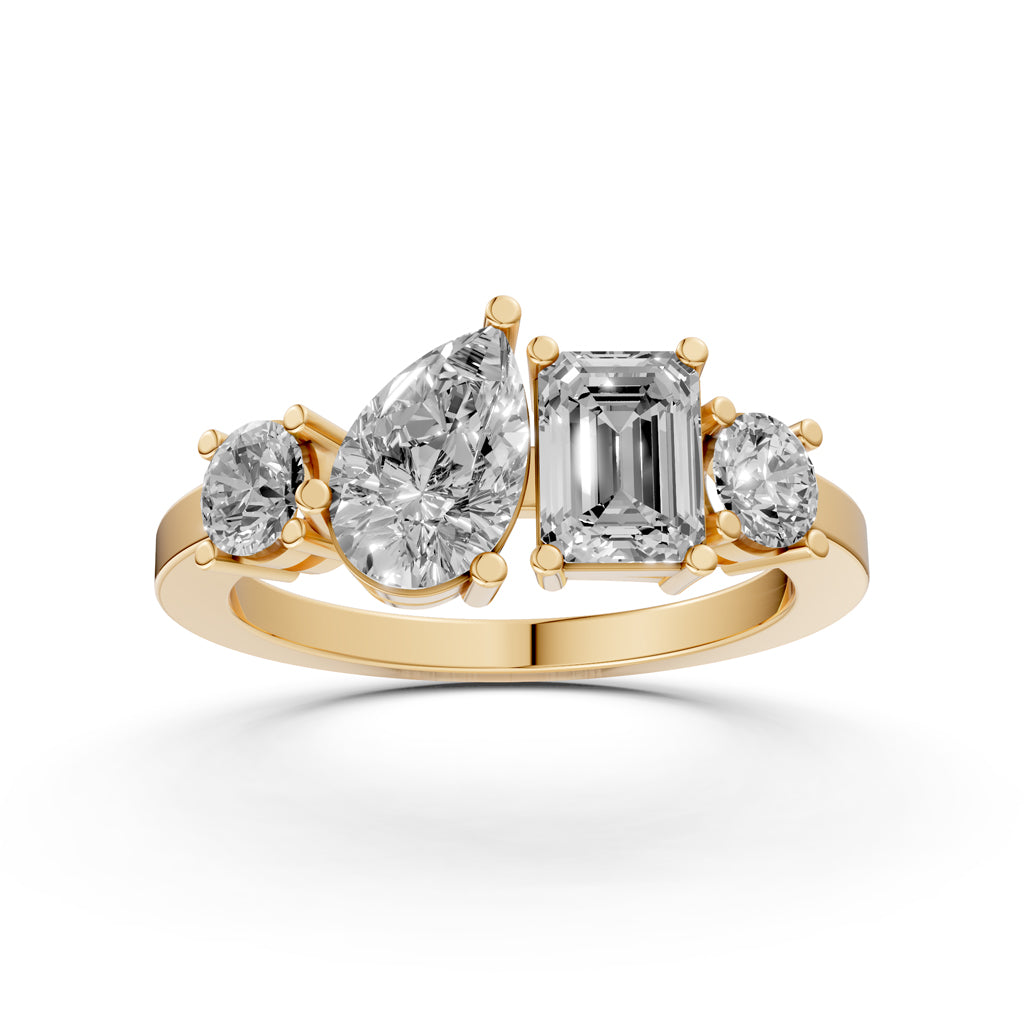 Mixed Cut Diamond Cluster Ring