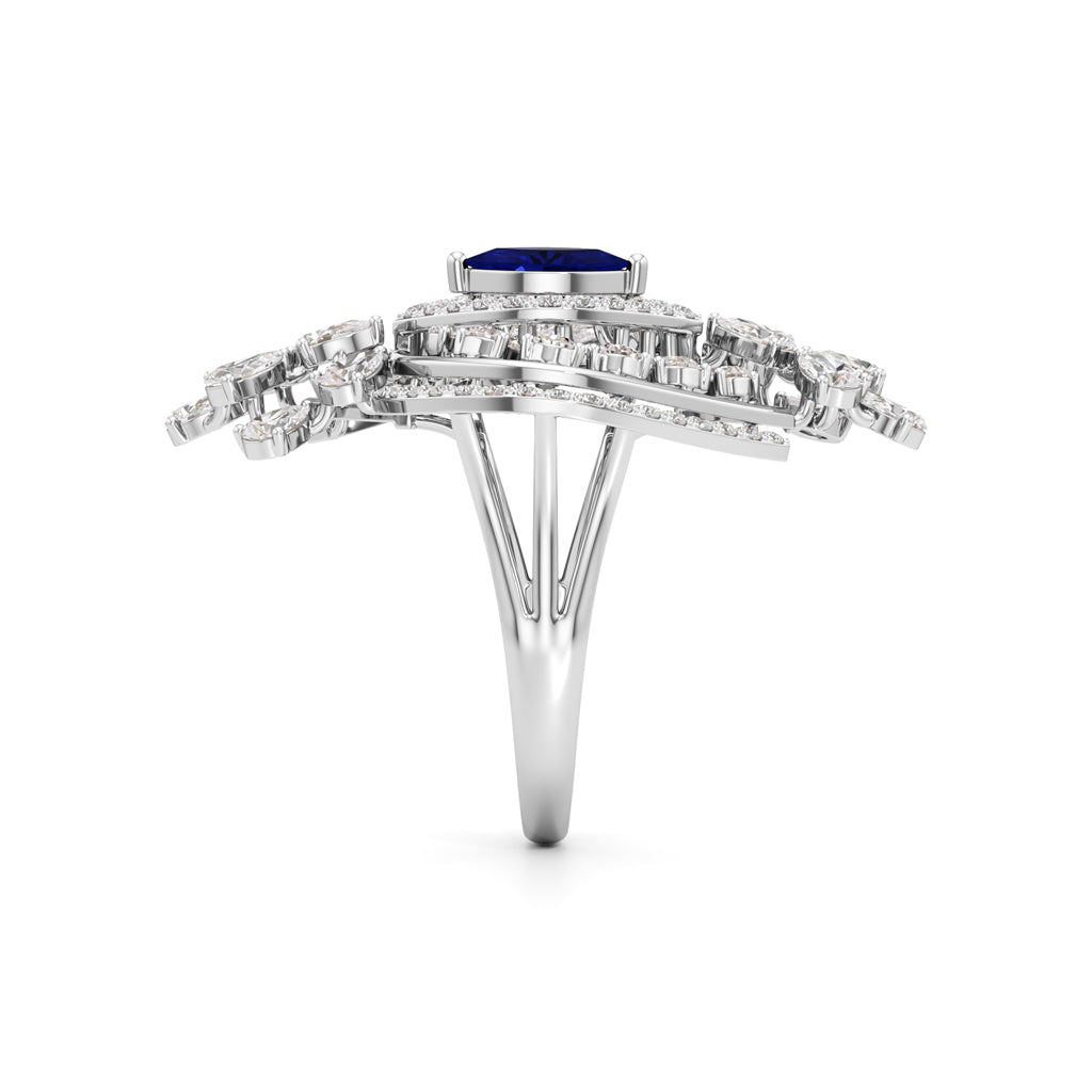 Celestial Dewdrop Sapphire Ring