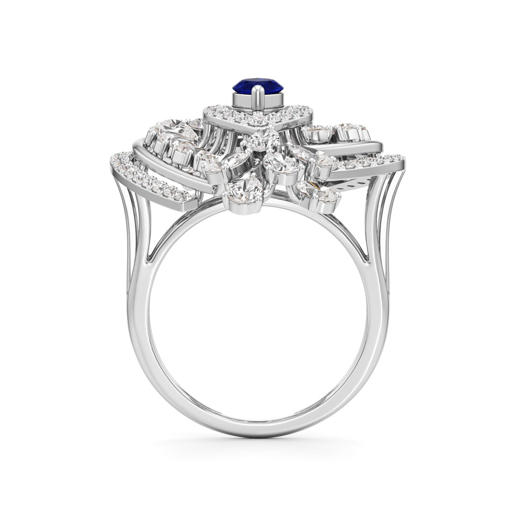 Celestial Dewdrop Sapphire Ring