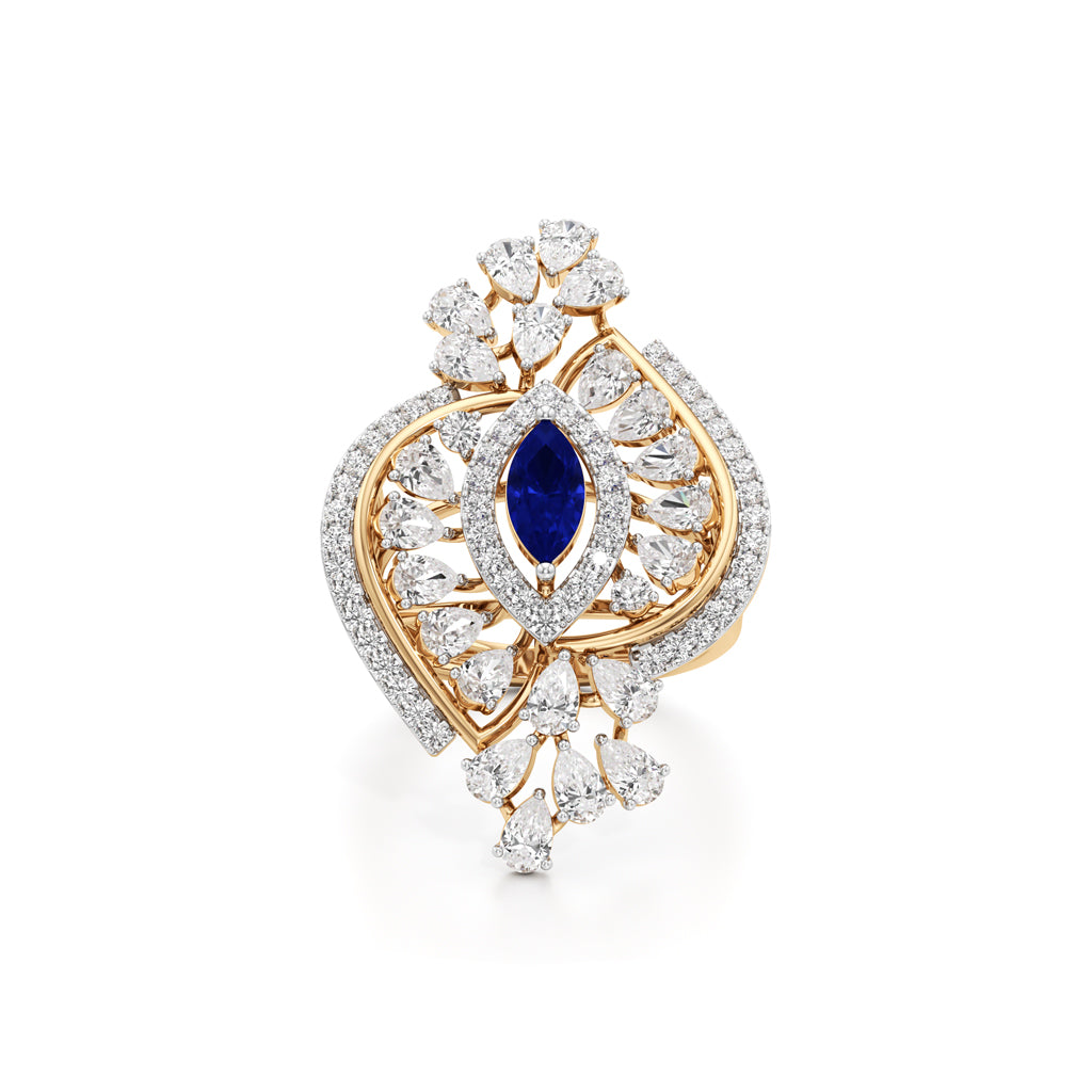 Celestial Dewdrop Sapphire Ring